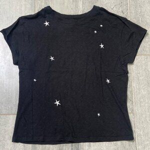 Z Supply Embroidered Stars Crew Neck Tee T-shirt Black Size Large